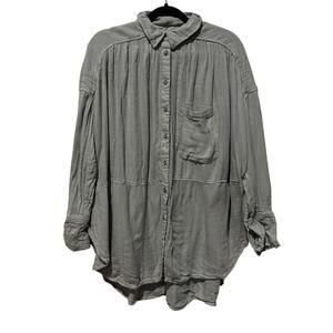 Free People Long Sleeve Button Up Blouse Top Shirt Boho Casual Comfy Flowy